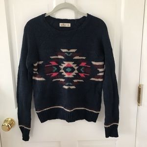 hollister patterned navy sweater💕